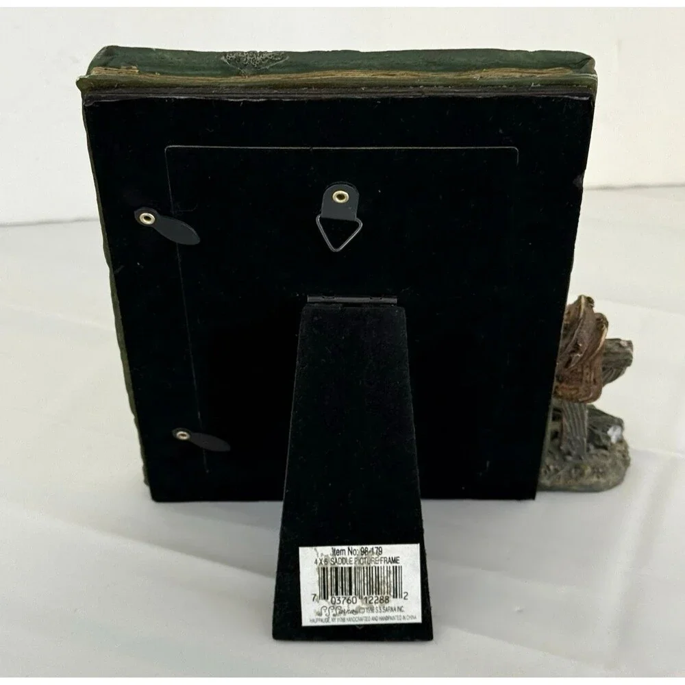 Saddle 3D Picture Frame Cowboy Western Easel 4 X 6” SS Sarna Horse Ranch Vtg 90s